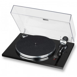 EAT Prélude Piano Black - platine vinyle bras carbone - cellule phono Ortofon 2M Red - couvercle.