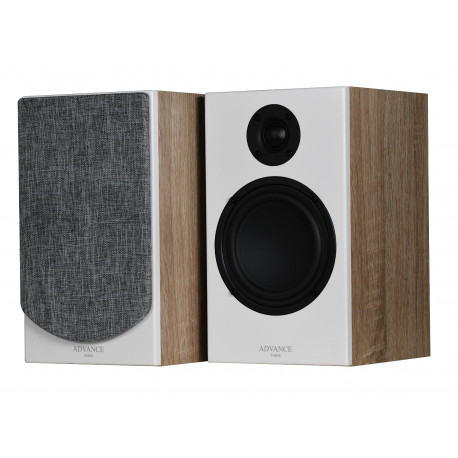 ADVANCE PARIS MY CONNECT 60 BLANC + KC100 BOIS CLAIR ENCEINTES BIBLIOTHEQUES LA PAIRE
