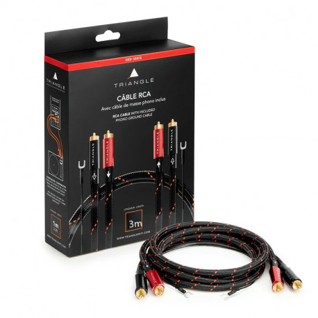 TRIANGLE RED Serie - Câble RCA 2X3M + CABLE DE MASSE PHONO