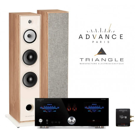 PacK TRIANGLE BOREA BR10 NOIRES + ADVANCE PARIS A 10 AMPLI INTEGRE HYBRIDE + CLE XFTB02 + CABLE HP 2X2.5M
