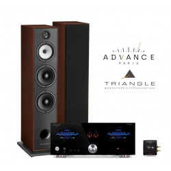 PacK TRIANGLE BOREA BR10 NOIRES + ADVANCE PARIS A 10 AMPLI INTEGRE HYBRIDE + CLE XFTB02 + CABLE HP 2X2.5M